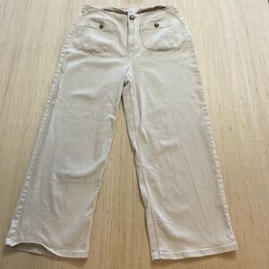Ophelia Roe Women’s Pants Wide Leg Button Detail Size 16 Beige